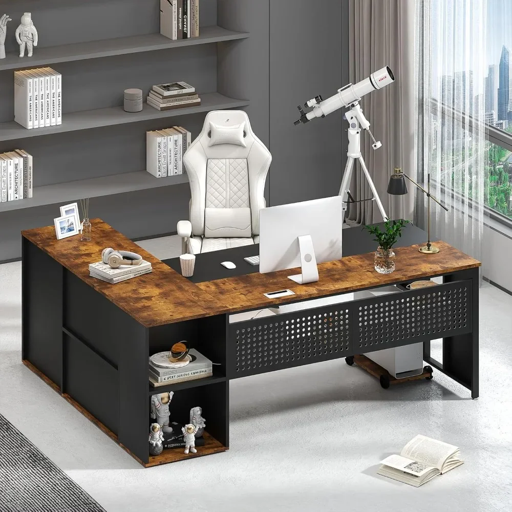 71 Inch Executive Desk with Storage Shelves, L-Shaped Desk with Cabinet Storage & Drawer, Business Furniture,Home Office Desk
71 Inch Executive Desk with Storage Shelves, L-Shaped Desk with Cabinet Storage & Drawer, Business Furniture,Home Office Desk