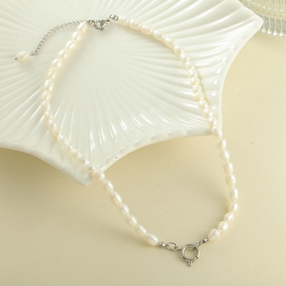 Luxury women Choker neck freshwater pearl necklaces stainless steel pendant spring buckle women's jewelry trend gifts one piece
Luxury women Choker neck freshwater pearl necklaces stainless steel pendant spring buckle women's jewelry trend gifts one piece