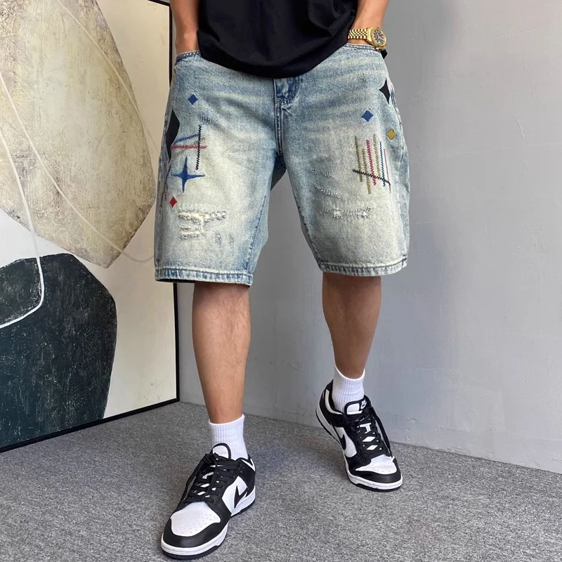 Summer Men American High Street Denim Short Pants Male Lightweight Straight Leg Casual Jeans Fashion Vintage Embroidered Shorts
Summer Men American High Street Denim Short Pants Male Lightweight Straight Leg Casual Jeans Fashion Vintage Embroidered Shorts