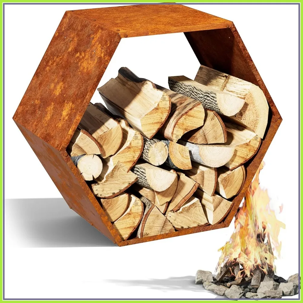Hexagon Firewood Log Rack Heavy Duty, Sturdy Honeycomb Design Wood Holder for Indoor Outdoor Use
Hexagon Firewood Log Rack Heavy Duty, Sturdy Honeycomb Design Wood Holder for Indoor Outdoor Use