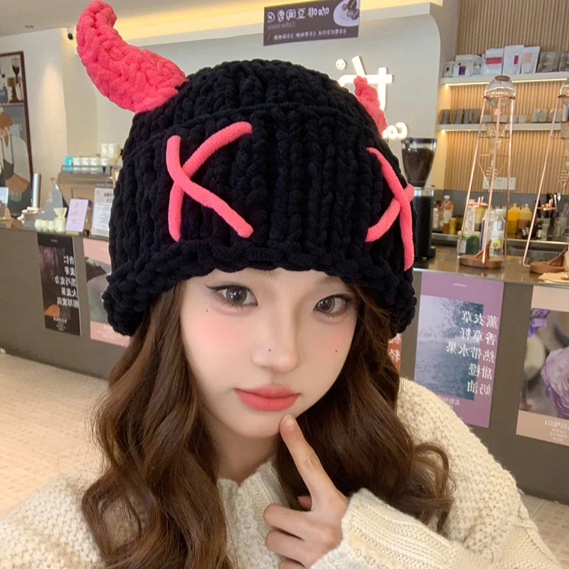 New Halloween Funny Gothic Kawaii Hats Creative Devil Horns Knitted Hat Cartoon Warm Cover Windproof Caps Outdoor Beanies Hats
New Halloween Funny Gothic Kawaii Hats Creative Devil Horns Knitted Hat Cartoon Warm Cover Windproof Caps Outdoor Beanies Hats