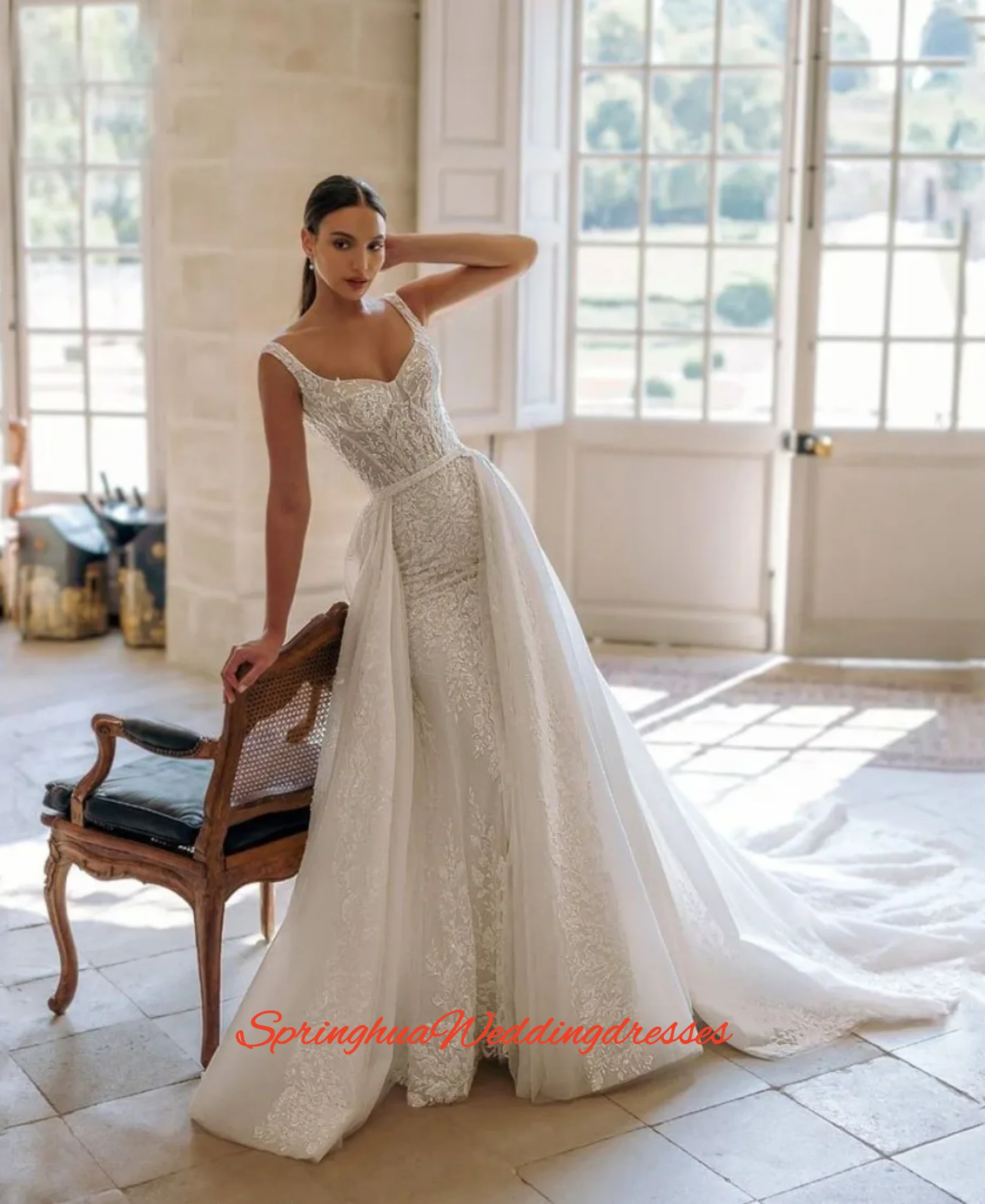 Свадебные платья-русалки с открытыми плечами на заказ, со съемным шлейфом, роскошной вышивкой бисером и кружевом, Robe Mariage Vestidos De Noiva
Свадебные платья-русалки с открытыми плечами на заказ, со съемным шлейфом, роскошной вышивкой бисером и кружевом, Robe Mariage Vestidos De Noiva