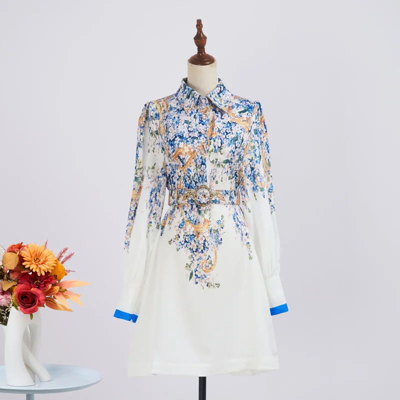 Real Shot Spring Summer Blue Floral Turn-down Collar Long Sleeve Single-breasted Waist-cinching Belted Pocket Dress
Real Shot Spring Summer Blue Floral Turn-down Collar Long Sleeve Single-breasted Waist-cinching Belted Pocket Dress