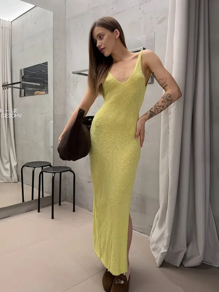 Women Green Textured Maxi Dress Deep V Spaghetti Strap High Slit Bodycon Sleeveless Y2k 2026 Summer Beach Vacation Party Dresses
Women Green Textured Maxi Dress Deep V Spaghetti Strap High Slit Bodycon Sleeveless Y2k 2026 Summer Beach Vacation Party Dresses