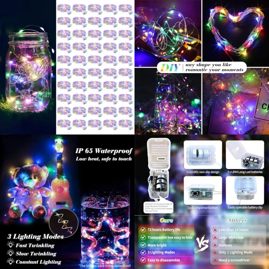 50 Pack Fairy Lights Battery Operated, 7Feet 20 Mini LED Fairy Lights Silver Wire Twinkle Lights for DIY, Parties, Wedding, Bed
50 Pack Fairy Lights Battery Operated, 7Feet 20 Mini LED Fairy Lights Silver Wire Twinkle Lights for DIY, Parties, Wedding, Bed