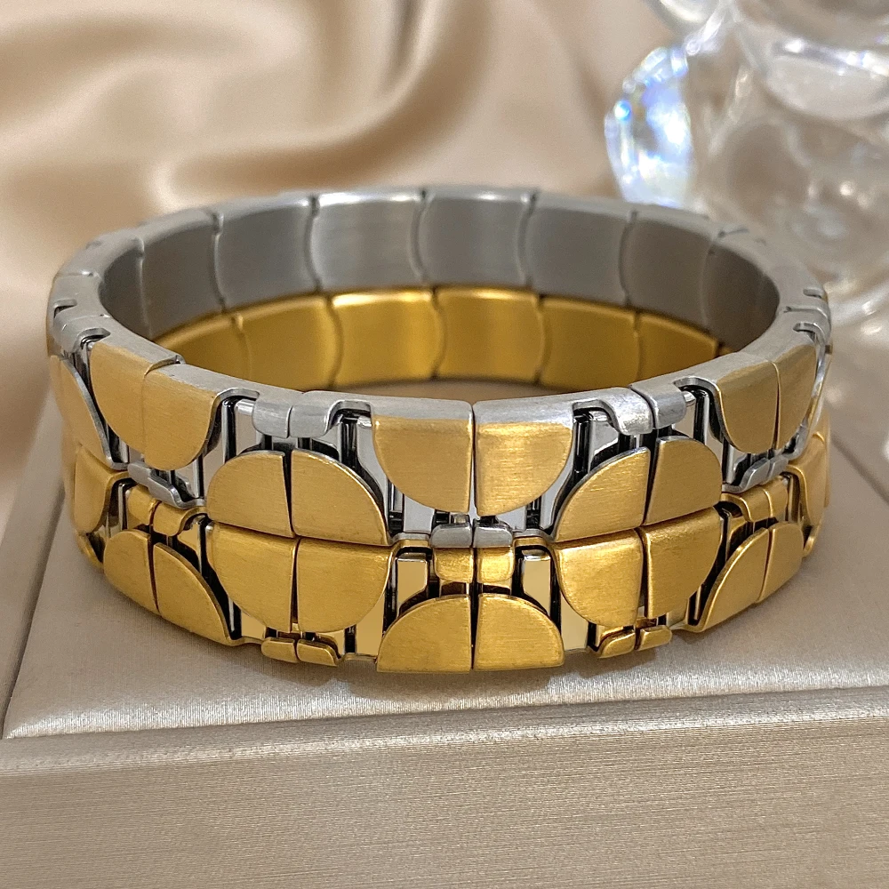 Greatera Simple Semi-circular Offset Elastic Bracelet For Women Men Personality Two Tone Versatile European American Bangle Gift
Greatera Simple Semi-circular Offset Elastic Bracelet For Women Men Personality Two Tone Versatile European American Bangle Gift