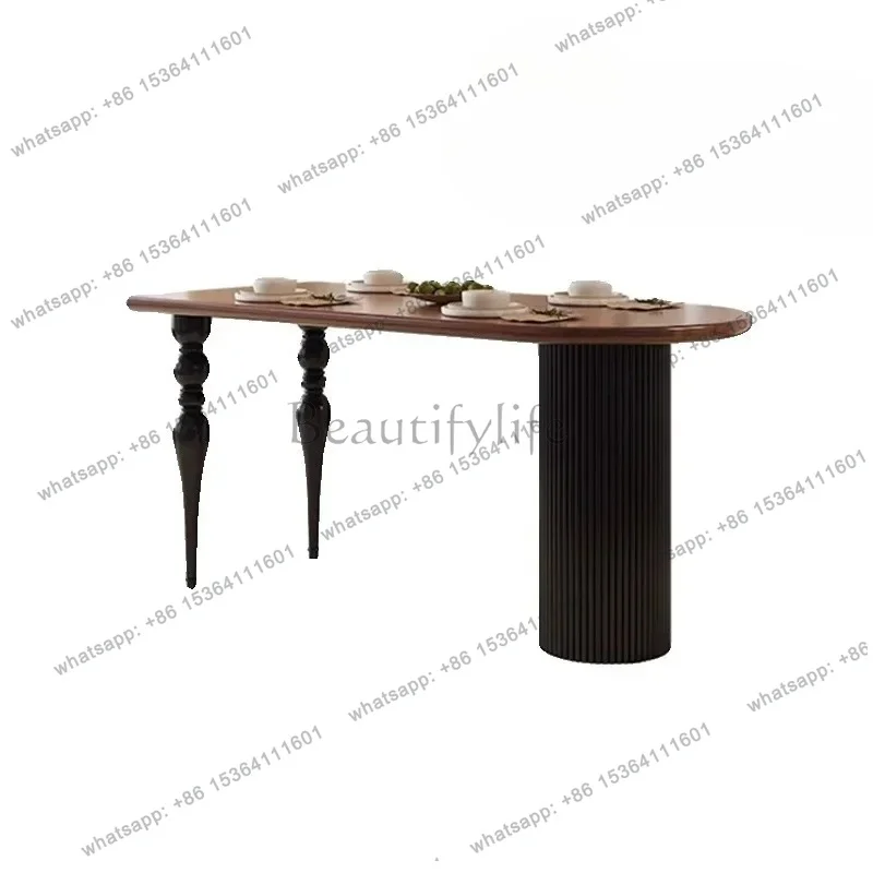 American solid wood dining table simple guest restaurant arc combination dining table French retro dining table
American solid wood dining table simple guest restaurant arc combination dining table French retro dining table