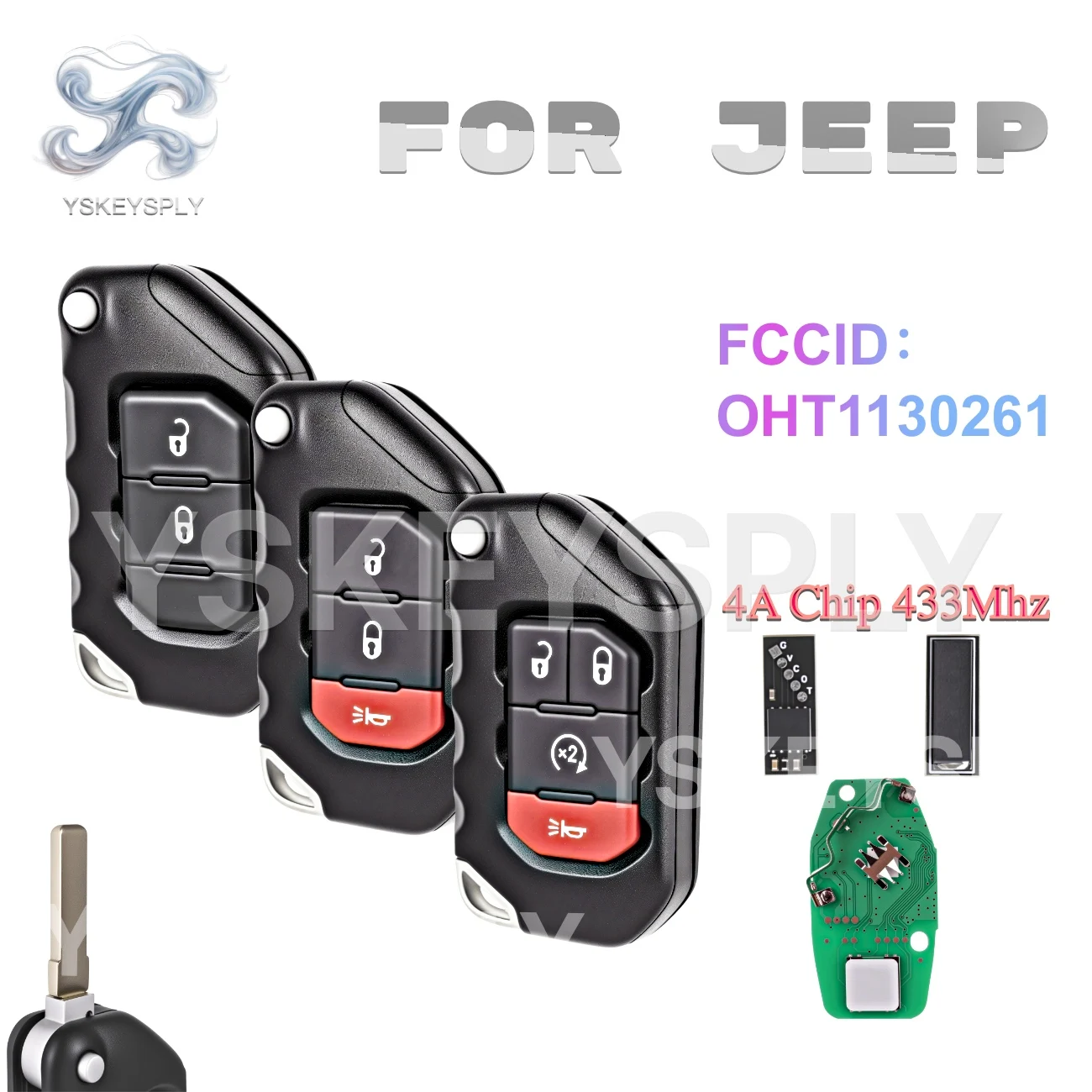 For Jeep Flip Key Fob 433MHz 4A Chip 2/3/4 Button Folding Remote For Wrangler Gladiator Rubicon 2018+ FCCID:OHT1130261
For Jeep Flip Key Fob 433MHz 4A Chip 2/3/4 Button Folding Remote For Wrangler Gladiator Rubicon 2018+ FCCID:OHT1130261
