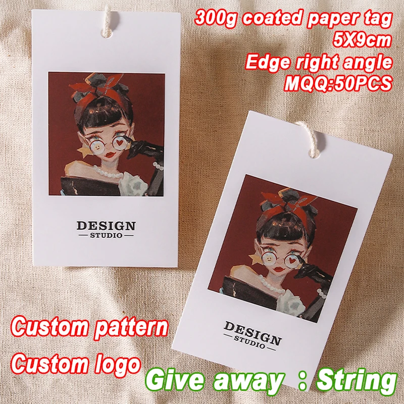 Copperplate paper hang tag custom hanging design logo clothing men's and women's clothing versatile label
Copperplate paper hang tag custom hanging design logo clothing men's and women's clothing versatile label
