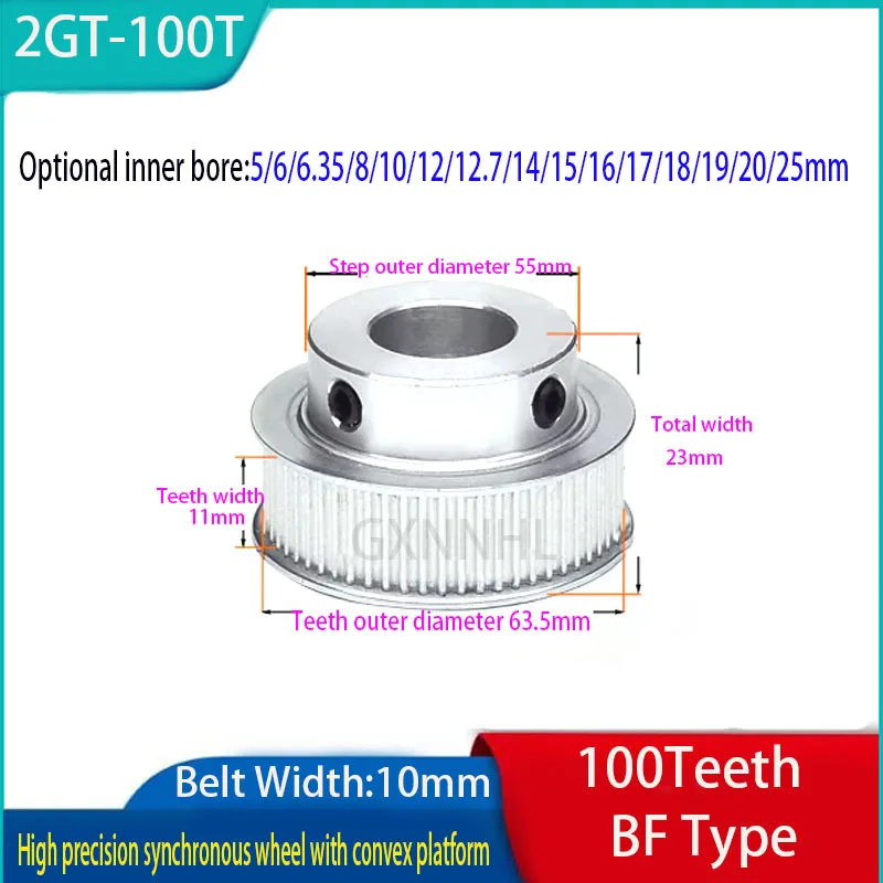 2GT100 toothed synchronous belt wheel with a tooth width of 11 inner holes 5-25 timing pulley 100 2GT belt Width10mm
2GT100 toothed synchronous belt wheel with a tooth width of 11 inner holes 5-25 timing pulley 100 2GT belt Width10mm
