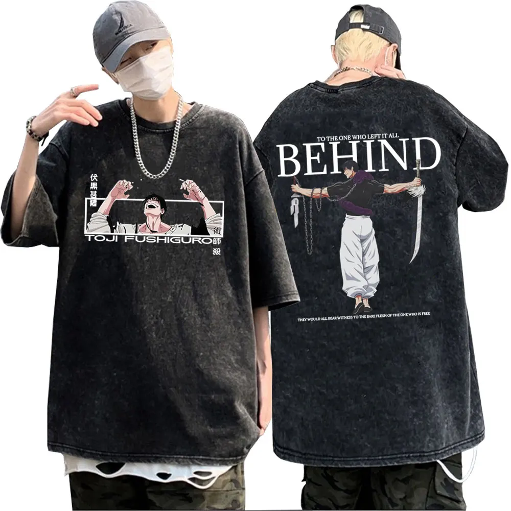 Washed Vintage Anime Jujutsu Kaisen Fushiguro Toji To The One Who Lfft It All Behind T-shirt Men Casual Cotton Oversized T Shirt
Washed Vintage Anime Jujutsu Kaisen Fushiguro Toji To The One Who Lfft It All Behind T-shirt Men Casual Cotton Oversized T Shirt