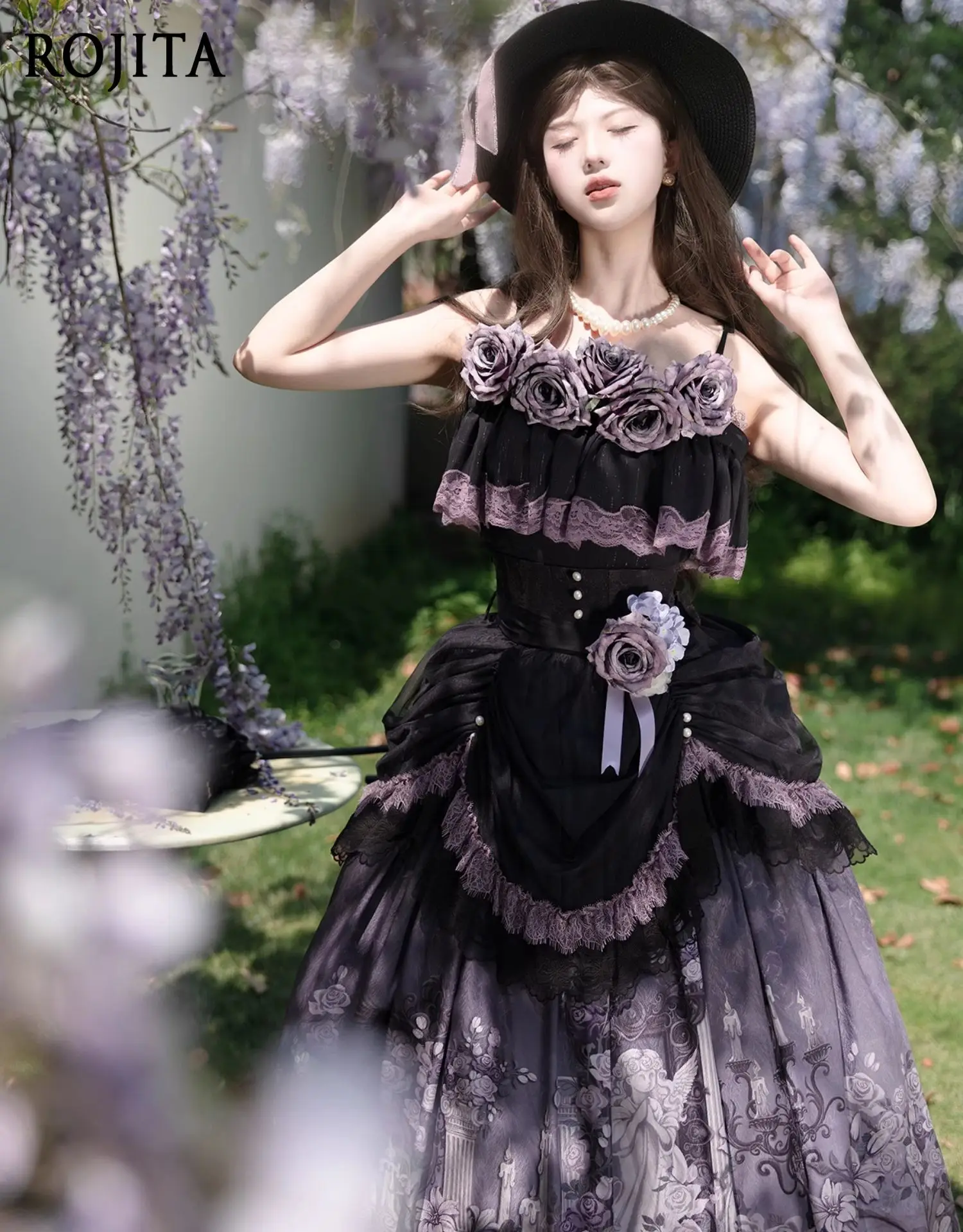 Lolita Strap Top and High Waist Skirt Lolita Set Summer Elegant Purple Tank Top and Printed Long Skirt Two-piece Sets Women
Lolita Strap Top and High Waist Skirt Lolita Set Summer Elegant Purple Tank Top and Printed Long Skirt Two-piece Sets Women