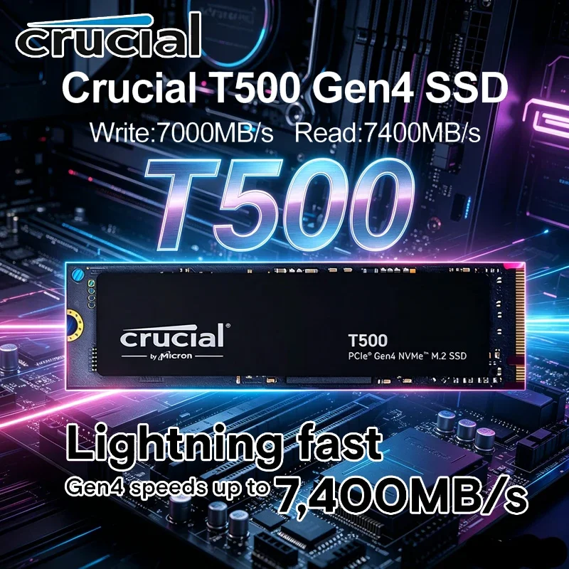 Crucial T500 M.2 2280 PCIe Gen4 NVMe SSD 1TB 7300MB/s Gaming Storage,Works with PS5 Laptop Desktop PC OEM CT1000T500SSD8
Crucial T500 M.2 2280 PCIe Gen4 NVMe SSD 1TB 7300MB/s Gaming Storage,Works with PS5 Laptop Desktop PC OEM CT1000T500SSD8