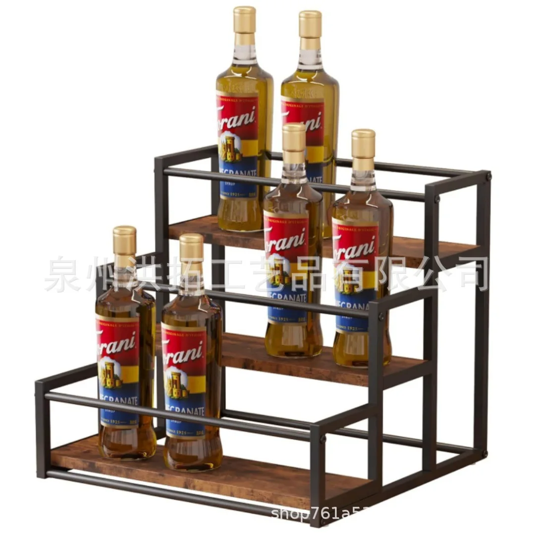 wrought iron desktop storage rack, iron wood combined with coffee syrup shelf, three-layer cosmetic storage display rack
wrought iron desktop storage rack, iron wood combined with coffee syrup shelf, three-layer cosmetic storage display rack