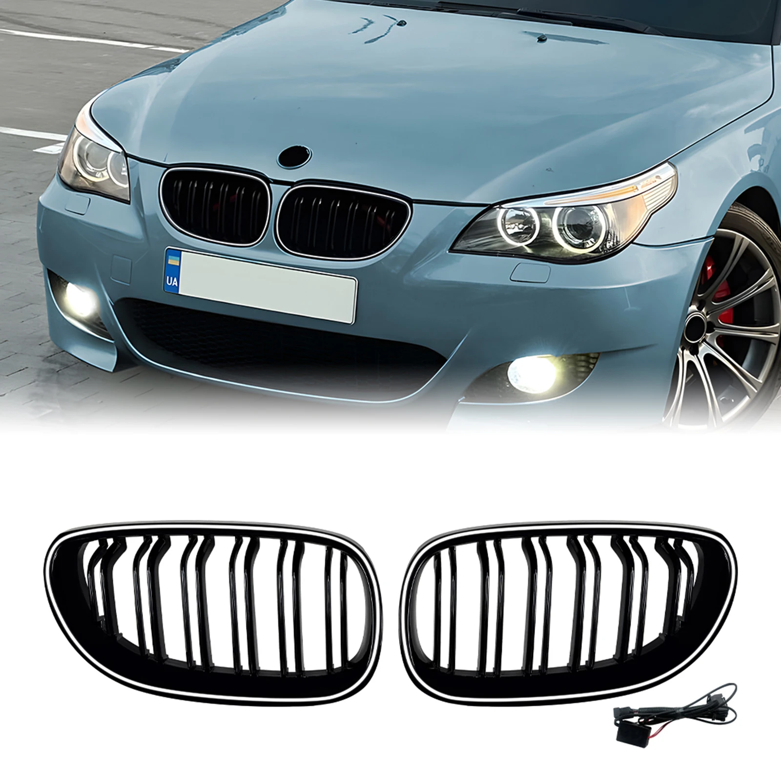 Grill Front Kidney Grille W/ LED Light For BMW 5 Series E60 E61 M5 525i 528i 530i 535i 550i 2004-10 Upper Bumper Hood Mesh Grid
Grill Front Kidney Grille W/ LED Light For BMW 5 Series E60 E61 M5 525i 528i 530i 535i 550i 2004-10 Upper Bumper Hood Mesh Grid