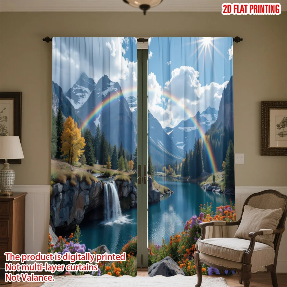 2D flat printing 2pcs Curtains Rainbow over Mountain Lake Digital Printed Polyester Drapes Festive Holiday for Holiday Portraits
2D flat printing 2pcs Curtains Rainbow over Mountain Lake Digital Printed Polyester Drapes Festive Holiday for Holiday Portraits
