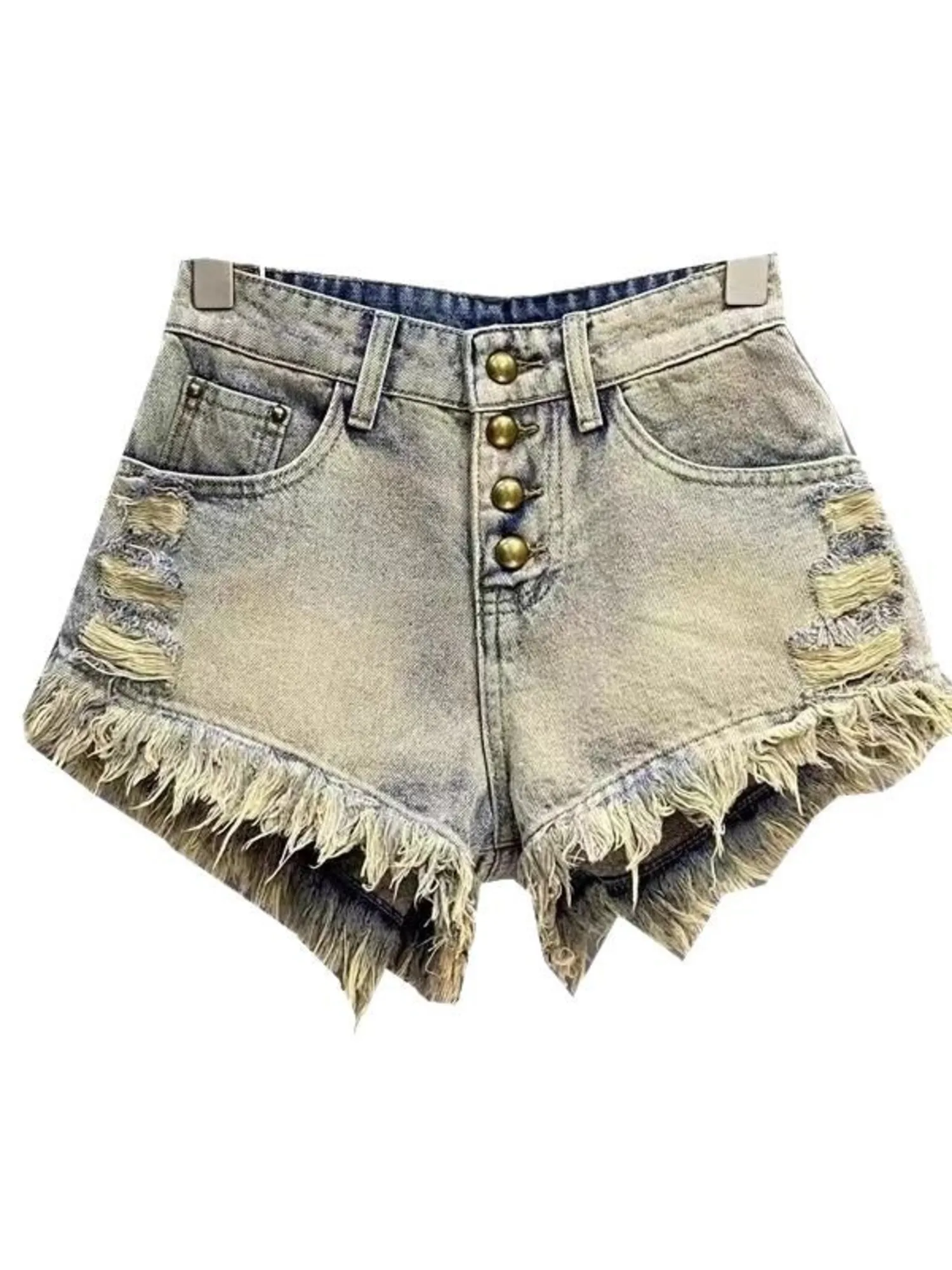 Women's High Waist Button Fly Frayed Hem Denim Shorts Vintage Distressed Ripped Grunge Y2K Summer Streetwear
Women's High Waist Button Fly Frayed Hem Denim Shorts Vintage Distressed Ripped Grunge Y2K Summer Streetwear