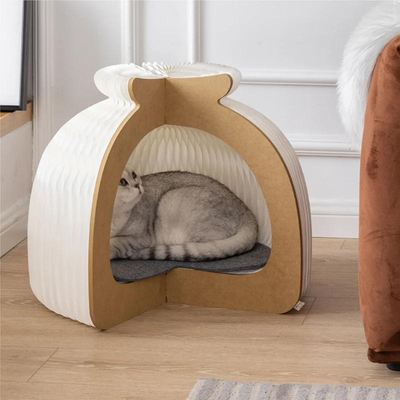 Ihpaper Folding Cat House Cat Cattery With Felt Cushion Honeycomb Cardboard Cat House for Small Pets
Ihpaper Folding Cat House Cat Cattery With Felt Cushion Honeycomb Cardboard Cat House for Small Pets