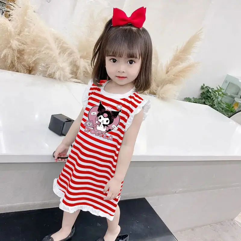 Sweet Kuromi Anime Kawaii Sanrio Ins Fashion Striped Casual Dress New Cute Cartoon Print Sleeveless T-shirt Skirt Gifts Toys
Sweet Kuromi Anime Kawaii Sanrio Ins Fashion Striped Casual Dress New Cute Cartoon Print Sleeveless T-shirt Skirt Gifts Toys