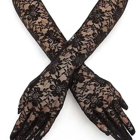 Mulheres transparente sexy rendas flores malha respirável fishnet bowknot luvas longas jk lolita kawaii y2k cosplay festa elasticidade