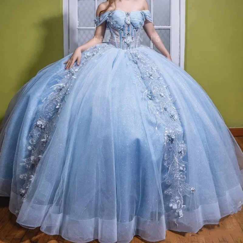 Customized Light Blue Princess Girl Quinceanera Dress For 15 16 Year Girl Lace Applique Illusion Women Prom Party Dress Dancing
Customized Light Blue Princess Girl Quinceanera Dress For 15 16 Year Girl Lace Applique Illusion Women Prom Party Dress Dancing