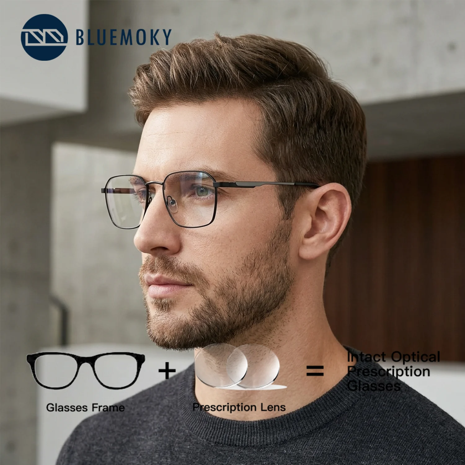 BLUEMOKY Metal Square Prescription Glasses Photochromic Anti Blue Light Progressive Lenses for Men Optical Eyeglasses
BLUEMOKY Metal Square Prescription Glasses Photochromic Anti Blue Light Progressive Lenses for Men Optical Eyeglasses