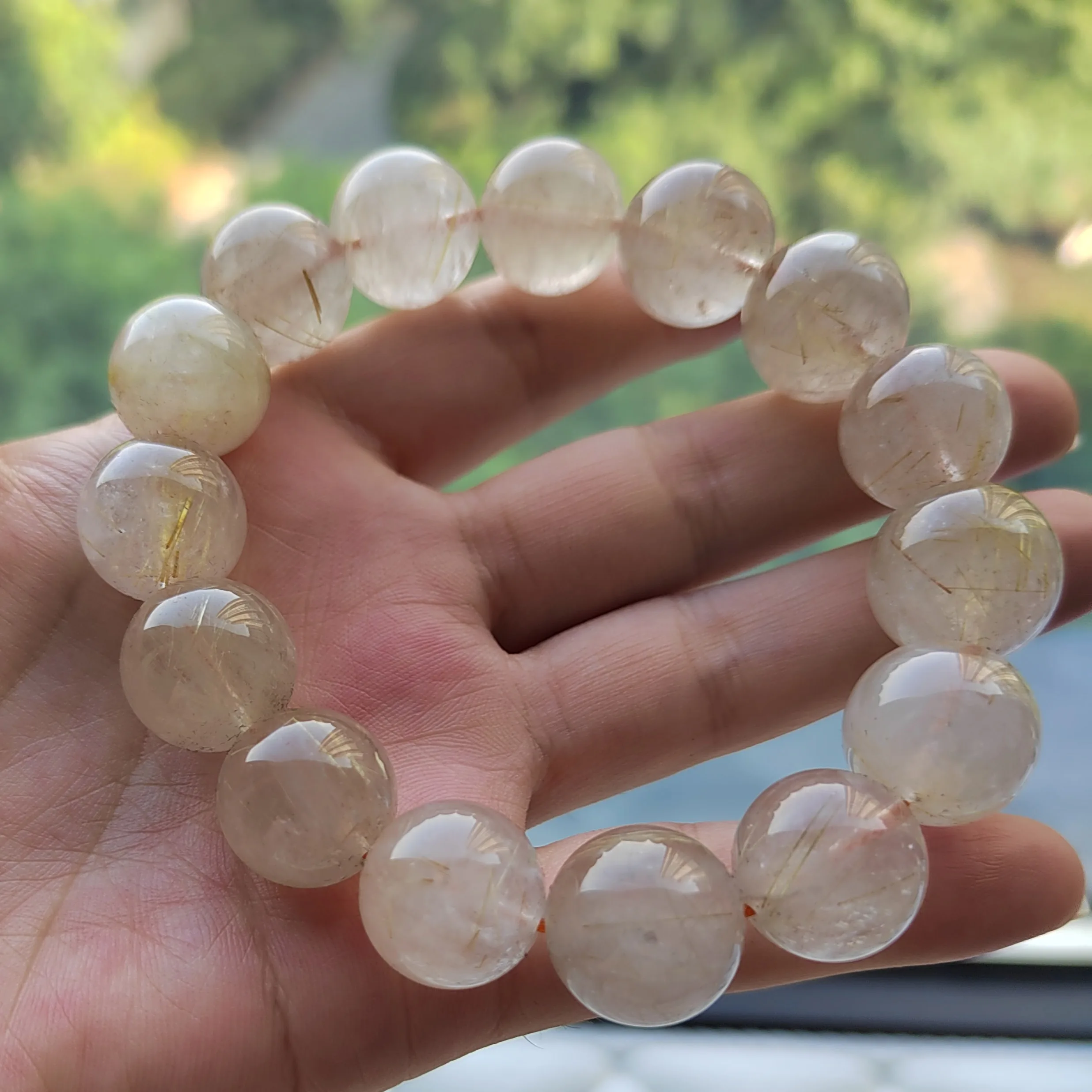 Браслет из натурального бразильского золотистого рутилированного кварца для мужчин и женщин - браслет из сверкающего титанового кварца унисекс с целебными кристаллами
Браслет из натурального бразильского золотистого рутилированного кварца для мужчин и женщин - браслет из сверкающего титанового кварца унисекс с целебными кристаллами