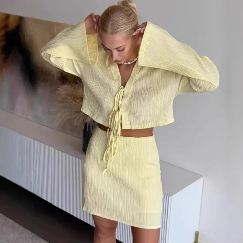 Tuularose Summer Casual Skirt 2-piece Set Fashion Lace-up Shirt Top Solid Skirt Set Elegant Vacation Women's Dress Sets Outfits
Tuularose Summer Casual Skirt 2-piece Set Fashion Lace-up Shirt Top Solid Skirt Set Elegant Vacation Women's Dress Sets Outfits