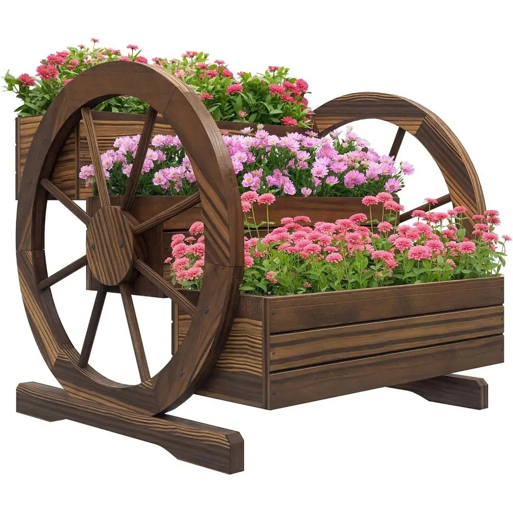 3-Tier Wooden Wagon Planter Box with Drainage for Vegetables, Herbs, 25x24x23
3-Tier Wooden Wagon Planter Box with Drainage for Vegetables, Herbs, 25x24x23