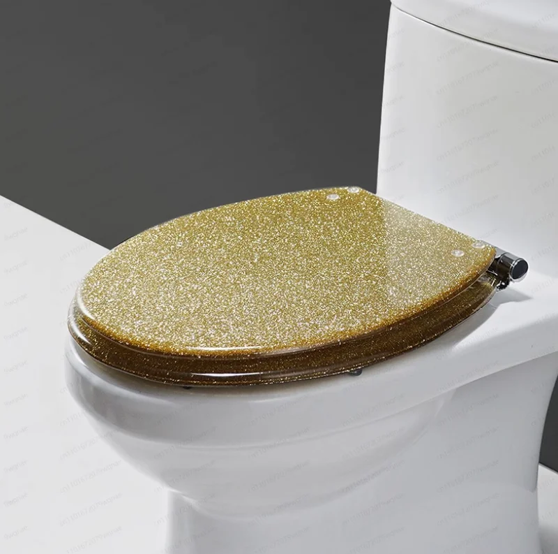 New High-grade Beautiful Twinkling Golden Resin Toilet Seat Cover Slow Down Stainless Steel Hinge U/V/O Universal Toilet Cover
New High-grade Beautiful Twinkling Golden Resin Toilet Seat Cover Slow Down Stainless Steel Hinge U/V/O Universal Toilet Cover