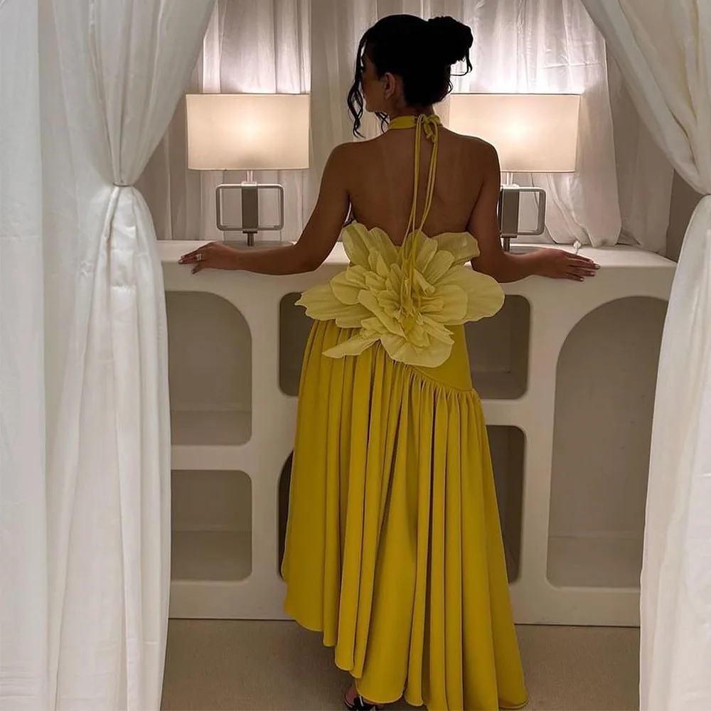 High A-line Pleat Prom Gown Sexy Backless 3D Appliques Formal Party Dress Sleeveless Evening Dresses فساتين الحفلات
High A-line Pleat Prom Gown Sexy Backless 3D Appliques Formal Party Dress Sleeveless Evening Dresses فساتين الحفلات