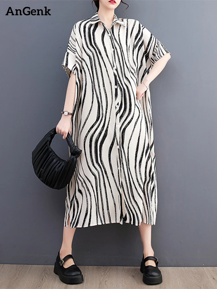 Black Vintage Print Oversized Dresses For Women Short Sleeve Loose Casual Shirt Dress Fashion Elegant Clothes Spring Summer 2023
Black Vintage Print Oversized Dresses For Women Short Sleeve Loose Casual Shirt Dress Fashion Elegant Clothes Spring Summer 2023