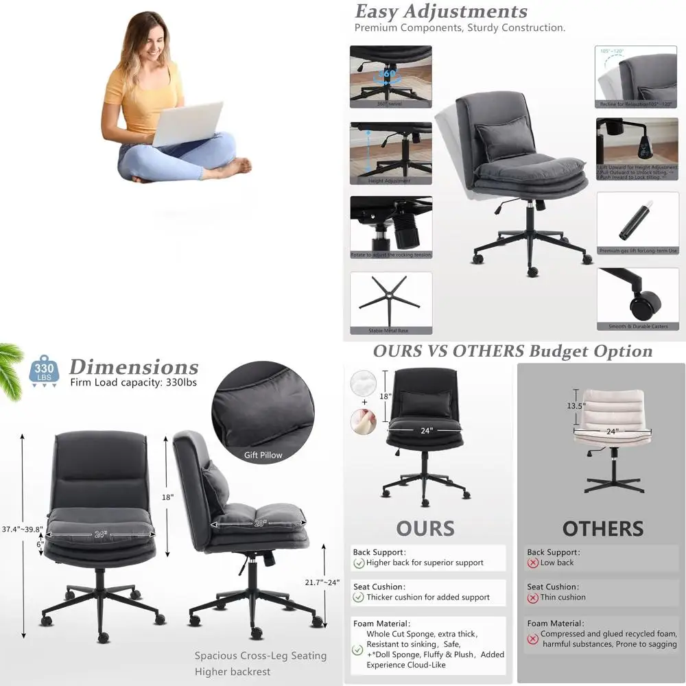 Microfiber Grey Swivel Desk Chair with Adjustable Padded Seat and Wheels for Home Office or Vanity Use
Microfiber Grey Swivel Desk Chair with Adjustable Padded Seat and Wheels for Home Office or Vanity Use