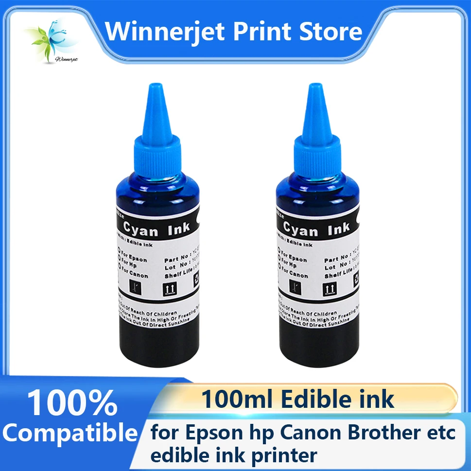 Winnerjet 100ml edible printer refill ink bottles for Edible Sugar Paper for All edible ink printer and for some coffee printers
Winnerjet 100ml edible printer refill ink bottles for Edible Sugar Paper for All edible ink printer and for some coffee printers