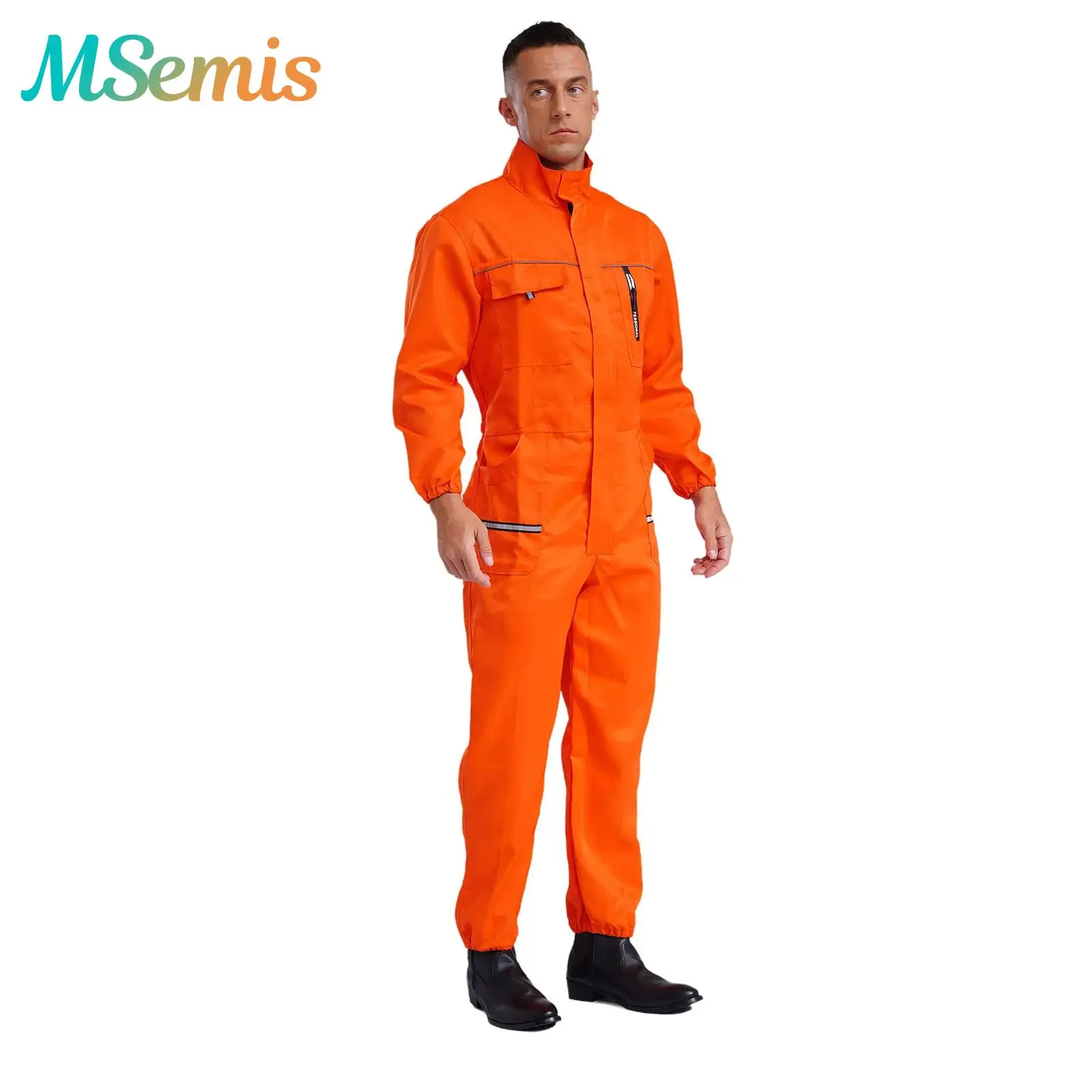 Mens Adults Resistant Coveralls Stand Collar Long Sleeve Multi-pockets Reflective Stripes Overall Jumpsuit Work Uniforms
Mens Adults Resistant Coveralls Stand Collar Long Sleeve Multi-pockets Reflective Stripes Overall Jumpsuit Work Uniforms