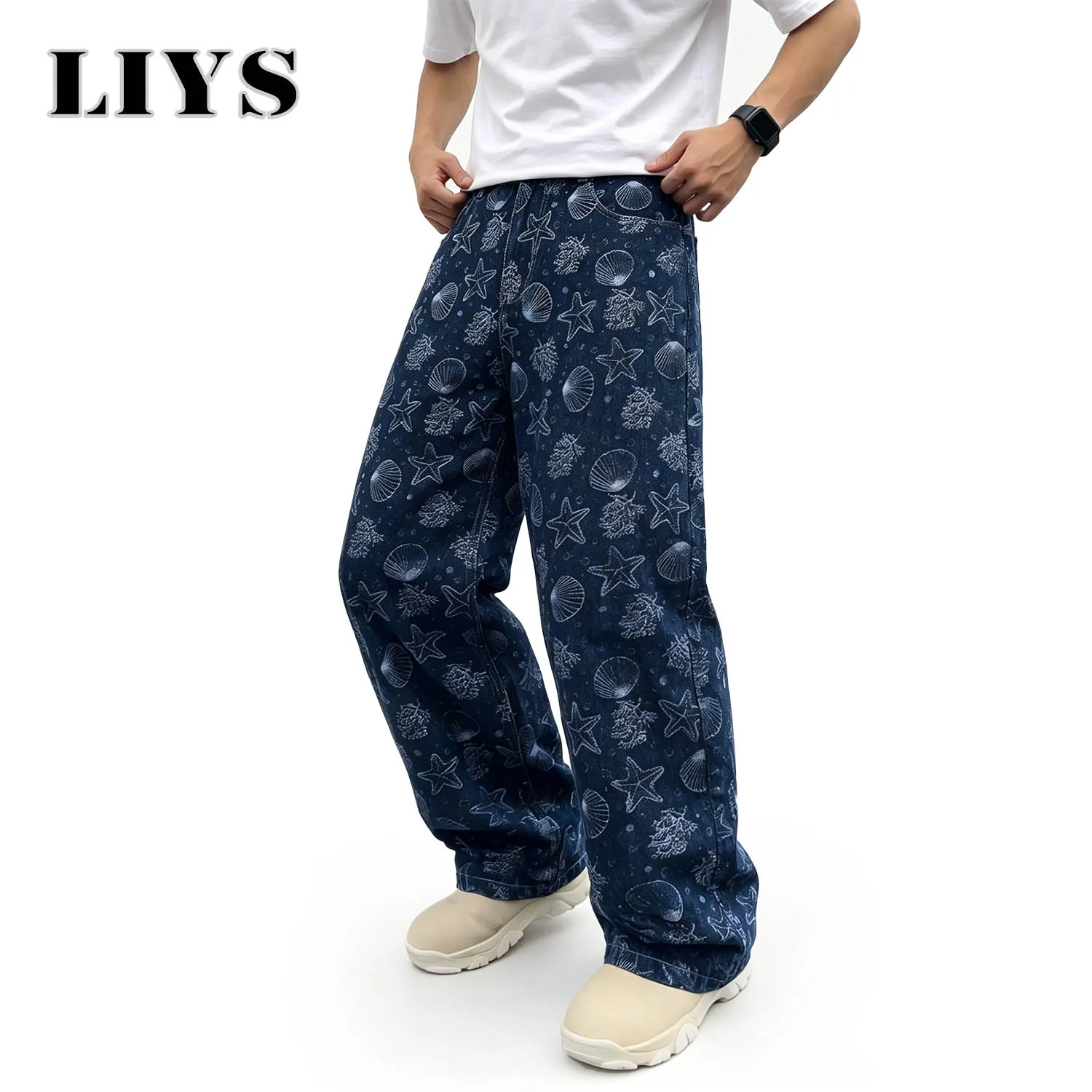 LIYS Men's American Retro Ocean Shell Printed Holiday Style Printed Loose Straight Leg Wide Leg Fashion High Street Casual Pants
LIYS Men's American Retro Ocean Shell Printed Holiday Style Printed Loose Straight Leg Wide Leg Fashion High Street Casual Pants