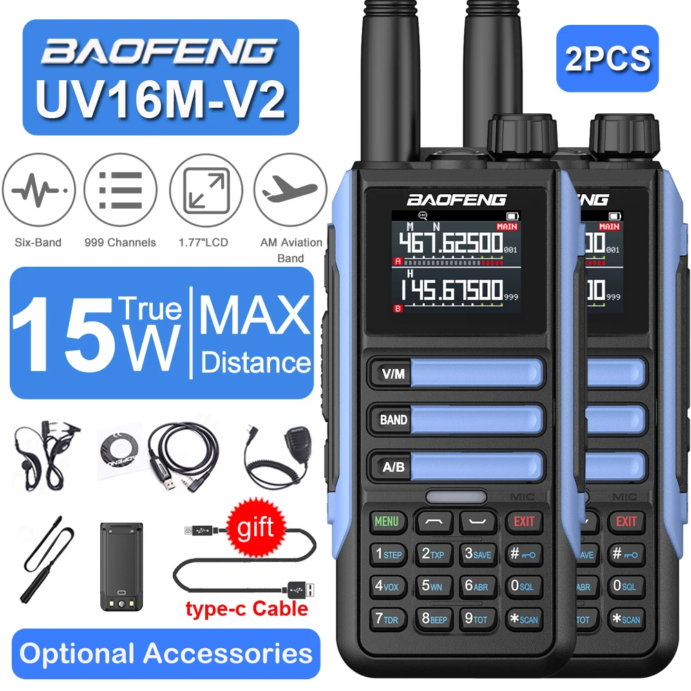 2Pack New Upgrades Baofeng UV16M V2 Waterproof Walkie Talkie 15W AM FM 2-Way Radio Full Band LCD Frequency Copy Noise Reduce
2Pack New Upgrades Baofeng UV16M V2 Waterproof Walkie Talkie 15W AM FM 2-Way Radio Full Band LCD Frequency Copy Noise Reduce