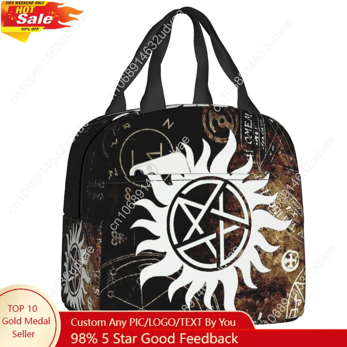 Supernatural Symbols Insulated Lunch Bag for Women Portable Winchester Brothers Cooler Thermal Lunch Box Camping Picnic Bags
Supernatural Symbols Insulated Lunch Bag for Women Portable Winchester Brothers Cooler Thermal Lunch Box Camping Picnic Bags