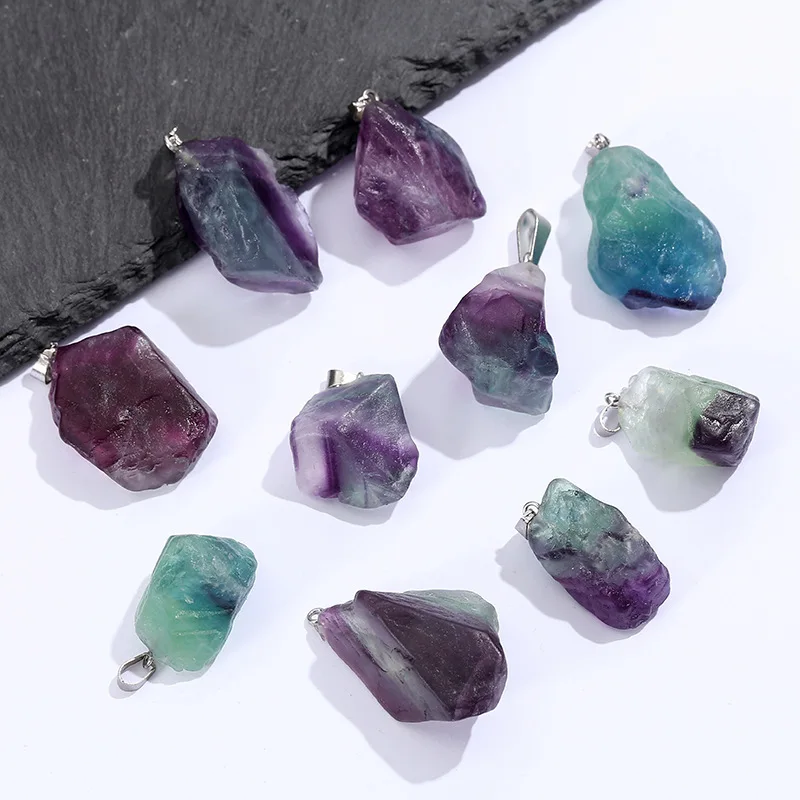 Wholesale 20pcs Fashion Natural Stone Colorful Green Purple Fluorite Pendants for Jewelry Accessories Making
Wholesale 20pcs Fashion Natural Stone Colorful Green Purple Fluorite Pendants for Jewelry Accessories Making