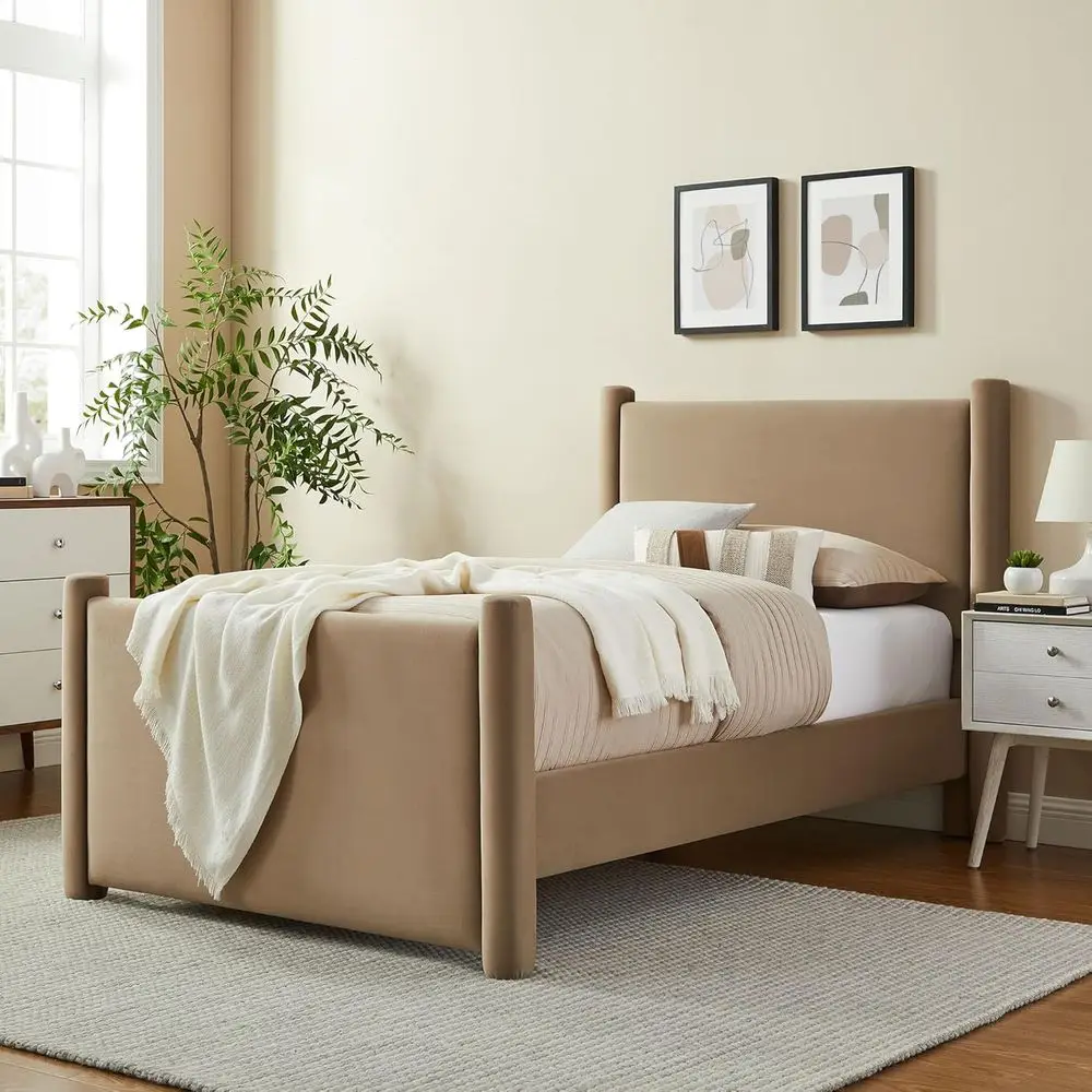 way Rael Twin Platorm Bed e with Upholstered board and ootboard in Taupe – Stain-Resistant Perormance Velvet Twin Size Bed with
way Rael Twin Platorm Bed e with Upholstered board and ootboard in Taupe – Stain-Resistant Perormance Velvet Twin Size Bed with