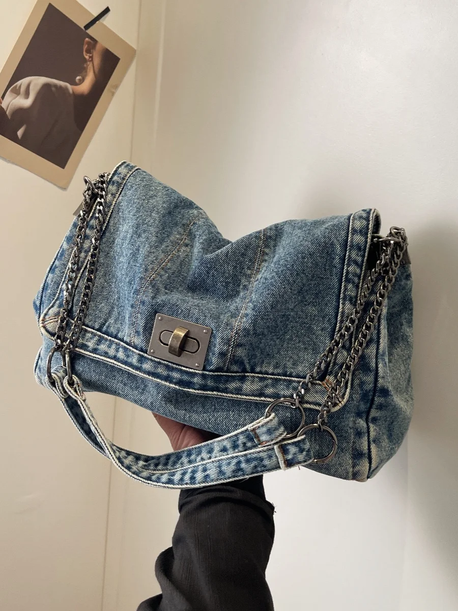 Vintage Denim Tote Bag Women's Large Capacity Commuter Schooling Bag 2026 New Style Versatile Lazy Style Canvas Bag
Vintage Denim Tote Bag Women's Large Capacity Commuter Schooling Bag 2026 New Style Versatile Lazy Style Canvas Bag
