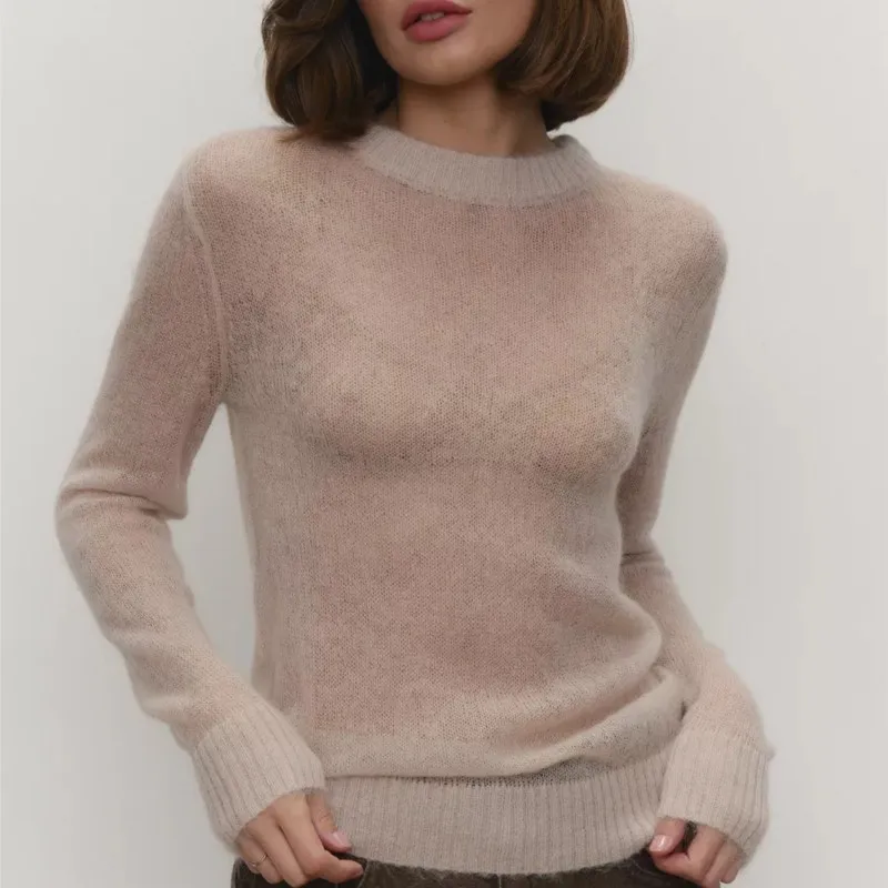 Classic Soft Semi Transparent Knitted Pullover New Spring Summer Loose Long Sleeve Round Neck Sweater Casual Knit Female Top
Classic Soft Semi Transparent Knitted Pullover New Spring Summer Loose Long Sleeve Round Neck Sweater Casual Knit Female Top