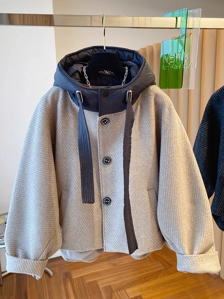 Корейское роскошное шерстяное пальто свободного кроя с капюшоном для женщин, осенне-зимнее, в стиле Lazy Fashion, универсальный шерстяной свитер-жакет
Корейское роскошное шерстяное пальто свободного кроя с капюшоном для женщин, осенне-зимнее, в стиле Lazy Fashion, универсальный шерстяной свитер-жакет