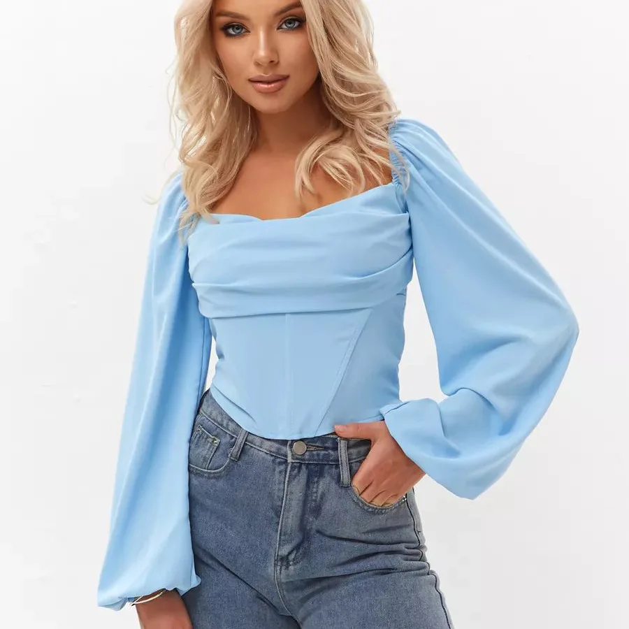 Топкорсет Square Collar Lantern Long Sleeved Waist Cinched Top Women's Back Cross Tied Chiffon Shirt
Топкорсет Square Collar Lantern Long Sleeved Waist Cinched Top Women's Back Cross Tied Chiffon Shirt