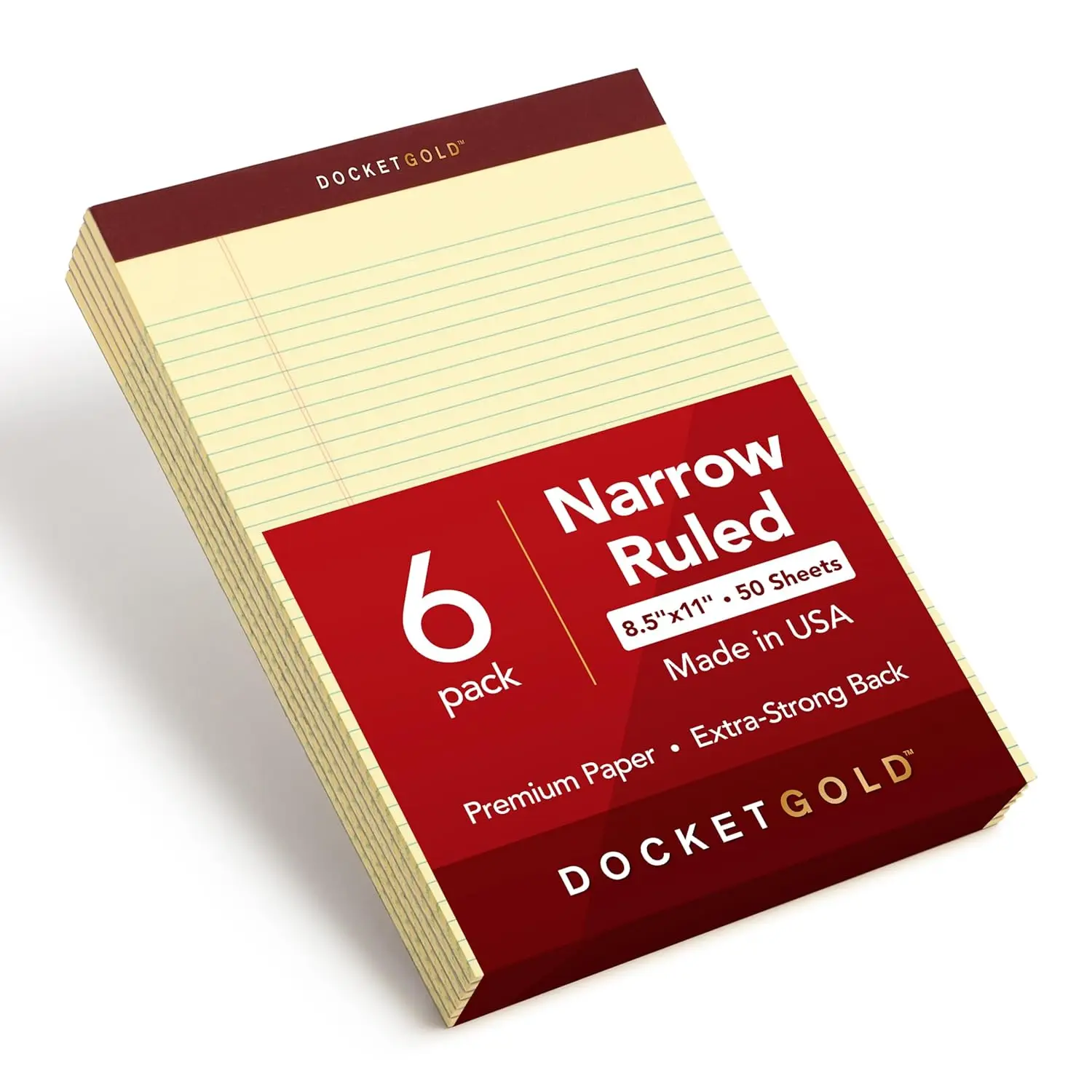 Legal Pads 8.5 x 11, 6 Pack, Narrow Ruled, Thick Yellow Paper, Sturdy Back, 50 Sheets, Premium Writing Pads for Office
Legal Pads 8.5 x 11, 6 Pack, Narrow Ruled, Thick Yellow Paper, Sturdy Back, 50 Sheets, Premium Writing Pads for Office