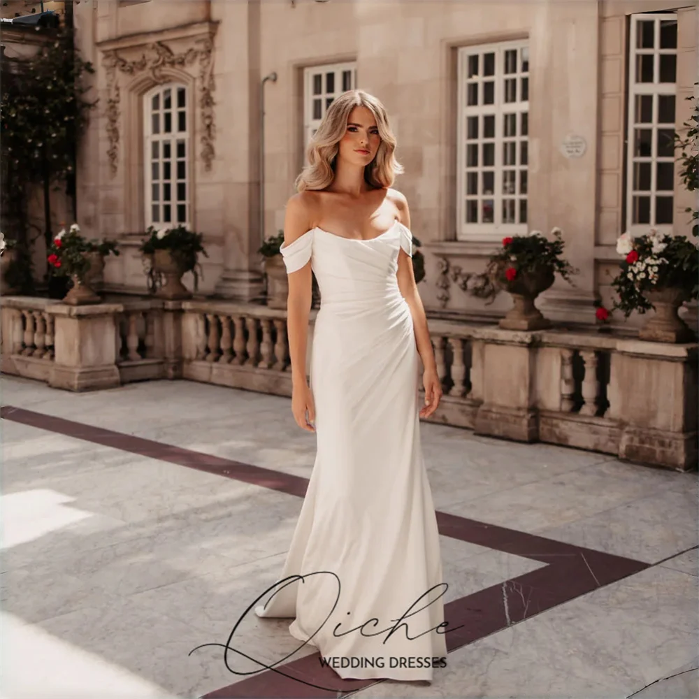 QICHE Elegant Satin Mermaid Wedding Dresses Off The Shoulder Scoop Collar Open Back Bridal Gown Vestidos De Novia Customized
QICHE Elegant Satin Mermaid Wedding Dresses Off The Shoulder Scoop Collar Open Back Bridal Gown Vestidos De Novia Customized