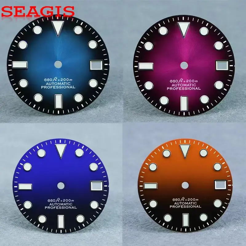 SEAGIS 28,5 мм для Sub ariner Dial Высококачественный циферблат Sunburst с постепенным цветом GS MOD для NH35 MOVEMENT BGW9 lume без логотипа, циферблат часов
SEAGIS 28,5 мм для Sub ariner Dial Высококачественный циферблат Sunburst с постепенным цветом GS MOD для NH35 MOVEMENT BGW9 lume без логотипа, циферблат часов