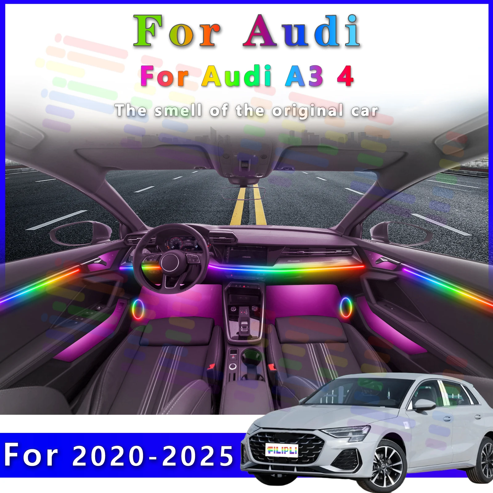 FILIPLI For Audi A3 4 LED 64Color RGB Symphony Hidden Interior Light Strip for Auto - Improve Driving Comfort
FILIPLI For Audi A3 4 LED 64Color RGB Symphony Hidden Interior Light Strip for Auto - Improve Driving Comfort