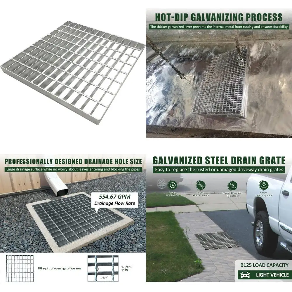 Heavy-Duty Galvanized Steel Drain Grate for 16in Concrete Catch Basins - Outdoor Drainage System Grates
Heavy-Duty Galvanized Steel Drain Grate for 16in Concrete Catch Basins - Outdoor Drainage System Grates
