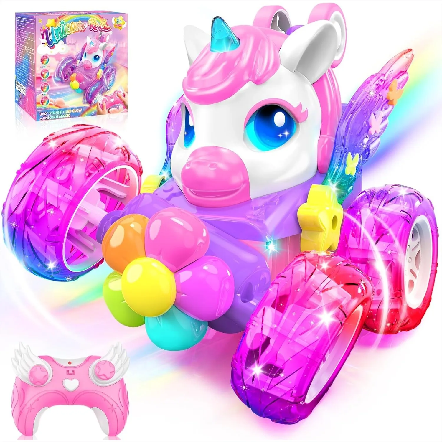 Unicorn RC Car For Girls With Glowing Crystal Wings And Eyes Lights 360 Rotation Stunt Car Toys Birthday Gifts For 3 4 5 6 7 8 9 10 Year Old
Unicorn RC Car For Girls With Glowing Crystal Wings And Eyes Lights 360 Rotation Stunt Car Toys Birthday Gifts For 3 4 5 6 7 8 9 10 Year Old